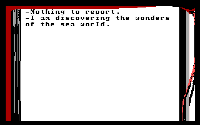 20,000 Leagues Under the Sea (DOS) screenshot: Report screen