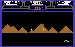 Astral Zone (Commodore 64) screenshot: Blasting aliens with your cannons