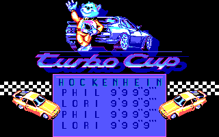 Turbo Cup (DOS) screenshot: Best times (EGA)