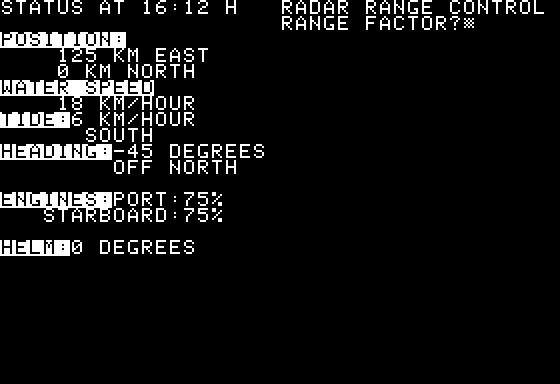 Valdez (Apple II) screenshot: Radar Settings