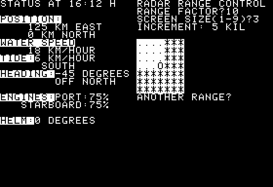 Valdez (Apple II) screenshot: My Radar Display