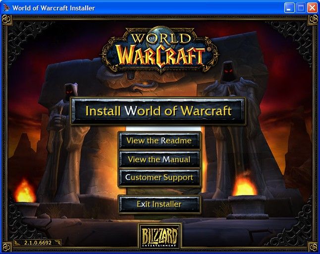 World of WarCraft: Battle Chest (Windows) screenshot: The UK Battle Chest edition uses the standard installer and installs as version 2.1.0.6692