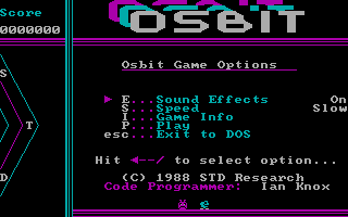 Osbit (DOS) screenshot: The game's main menu