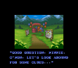 The Great Circus Mystery starring Mickey & Minnie (SNES) screenshot: Intro: Here's our mission then - to gather clues