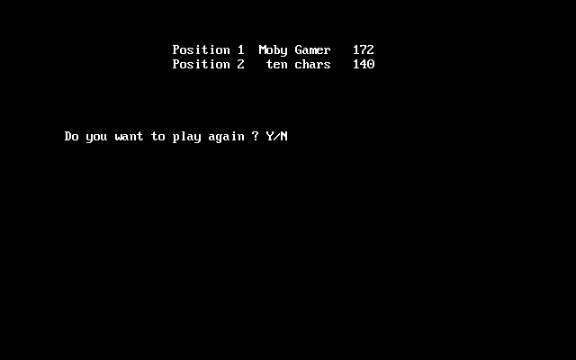The Game of Yahtzee (DOS) screenshot: The end of a game