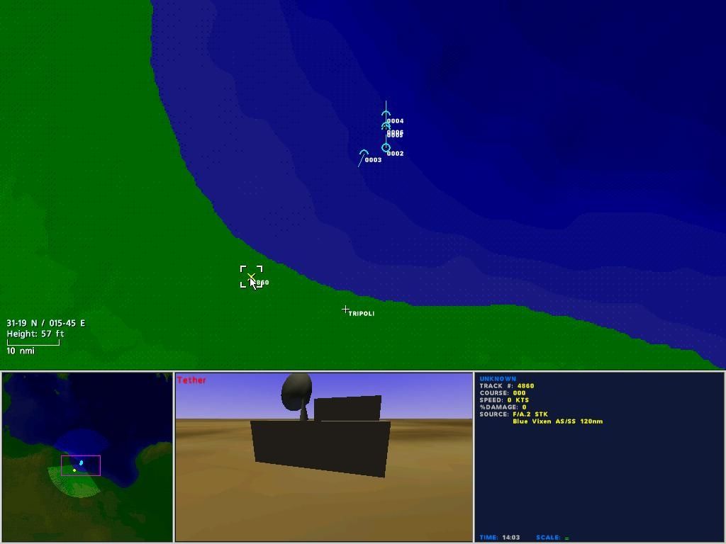 Jane's Combat Simulations: Fleet Command (Windows) screenshot: The target: a command and control bunker where Gaddafi is suspected to be hiding