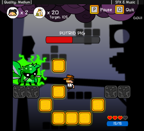 Vertical Drop Heroes (Browser) screenshot: Boss fight