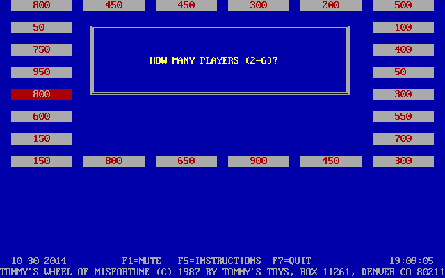 Tommy's Wheel of Misfortune (DOS) screenshot: After the opening sequence the game asks for the player(s) name(s). Names can be one to ten characters long