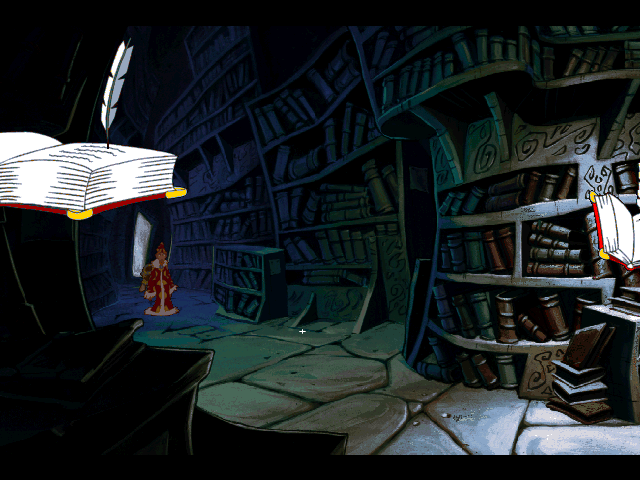Discworld II: Mortality Bytes! (DOS) screenshot: The library inside Death's home.