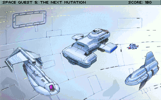 Space Quest V: The Next Mutation (DOS) screenshot: Getting ready to leave Starcon...