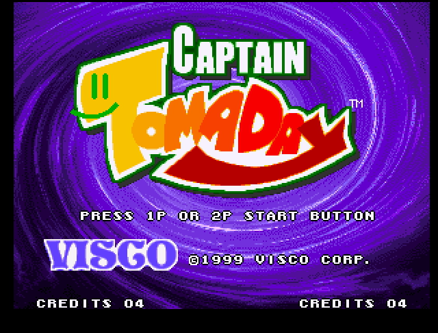 Captain Tomaday (Dreamcast) screenshot: And we hit a bright purple swirly title screen!
