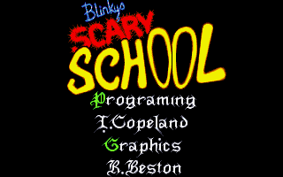 Blinkys Scary School (Amiga) screenshot: Title screen / credits