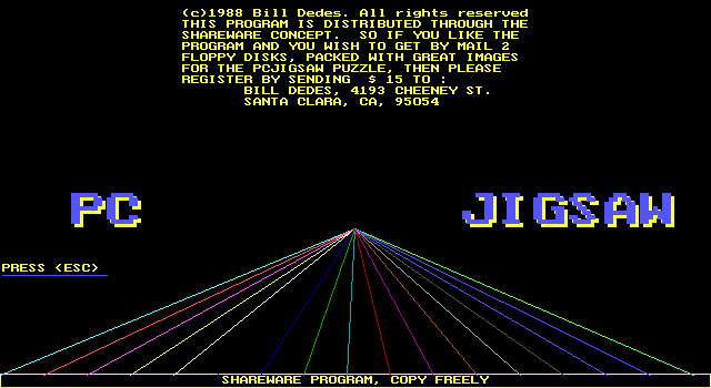 PC Jigsaw (DOS) screenshot: The games title screen