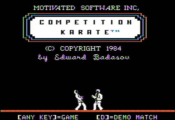Competition Karate (Apple II) screenshot: Title Screen