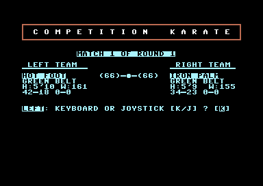Competition Karate (Commodore 64) screenshot: Two Fighters Prepare for Battle