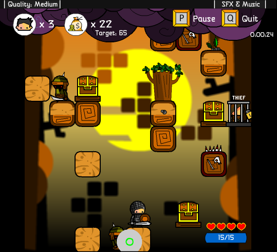 Vertical Drop Heroes (Browser) screenshot: Controlling the paladin.