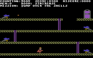 House of Usher (Commodore 64) screenshot: The cannons fire must be avoided