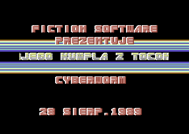 Cyberworm (Commodore 64) screenshot: Opening scroll, crediting "my pal Robert Bieńkowski from Tocont Cracking Service" for development of the game