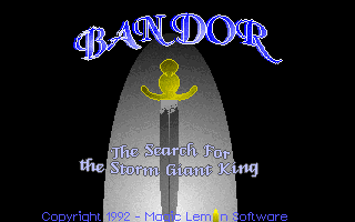 Bandor: The Search for the Storm Giant King (DOS) screenshot: The game's title screen
