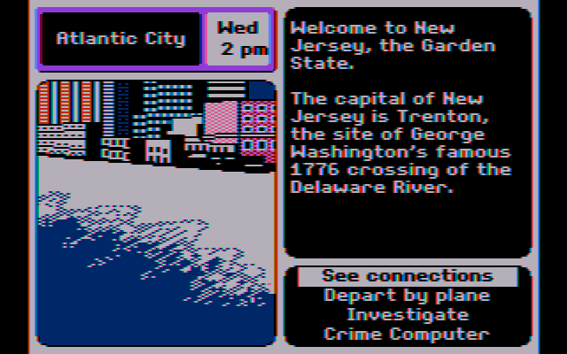 Where in the U.S.A. Is Carmen Sandiego? (DOS) screenshot: CGA Composite mode