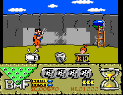The Flintstones (SEGA Master System) screenshot: Painting the Wall