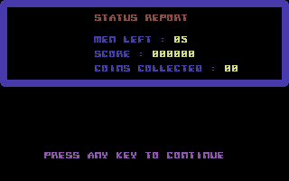 Big Ben (Commodore 64) screenshot: Status Report