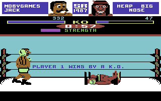 The Big KO! (Commodore 64) screenshot: You won by T.K.O.
