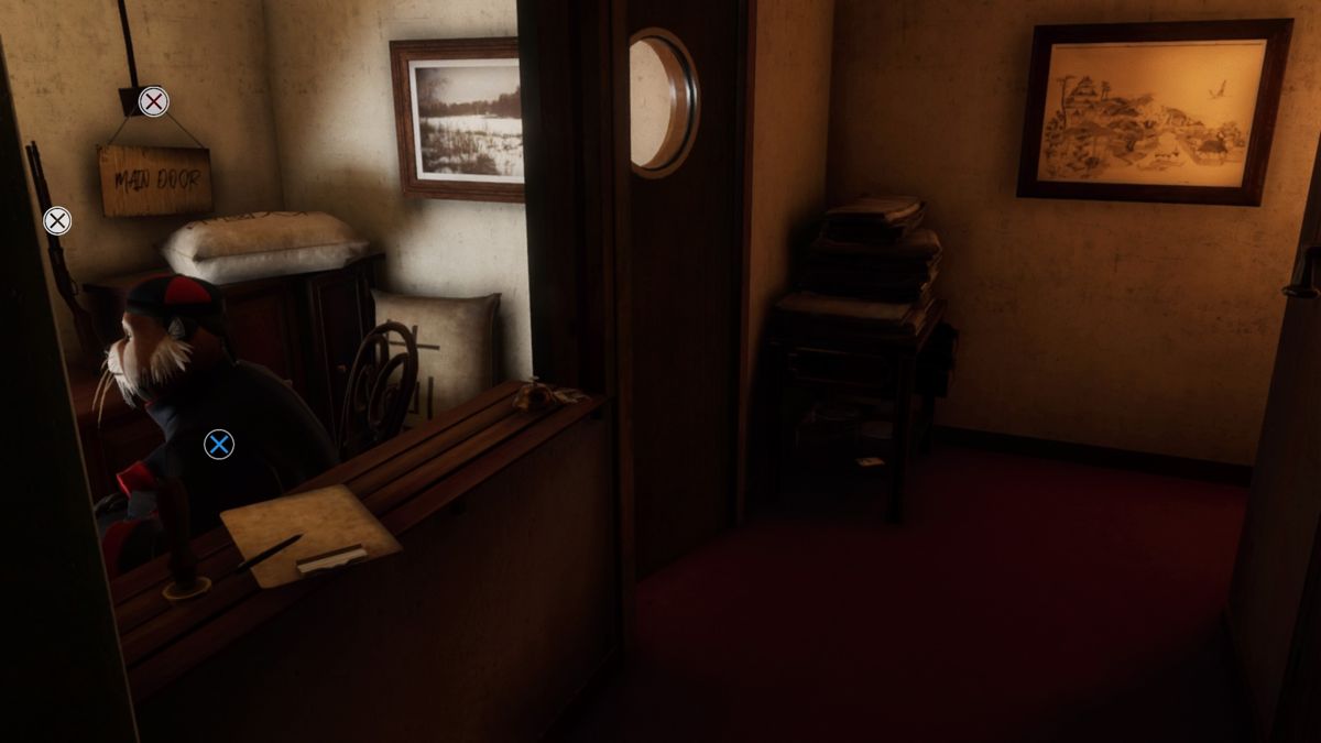 Blacksad: Under the Skin (PlayStation 4) screenshot: Going past the guard panda will require some finesse