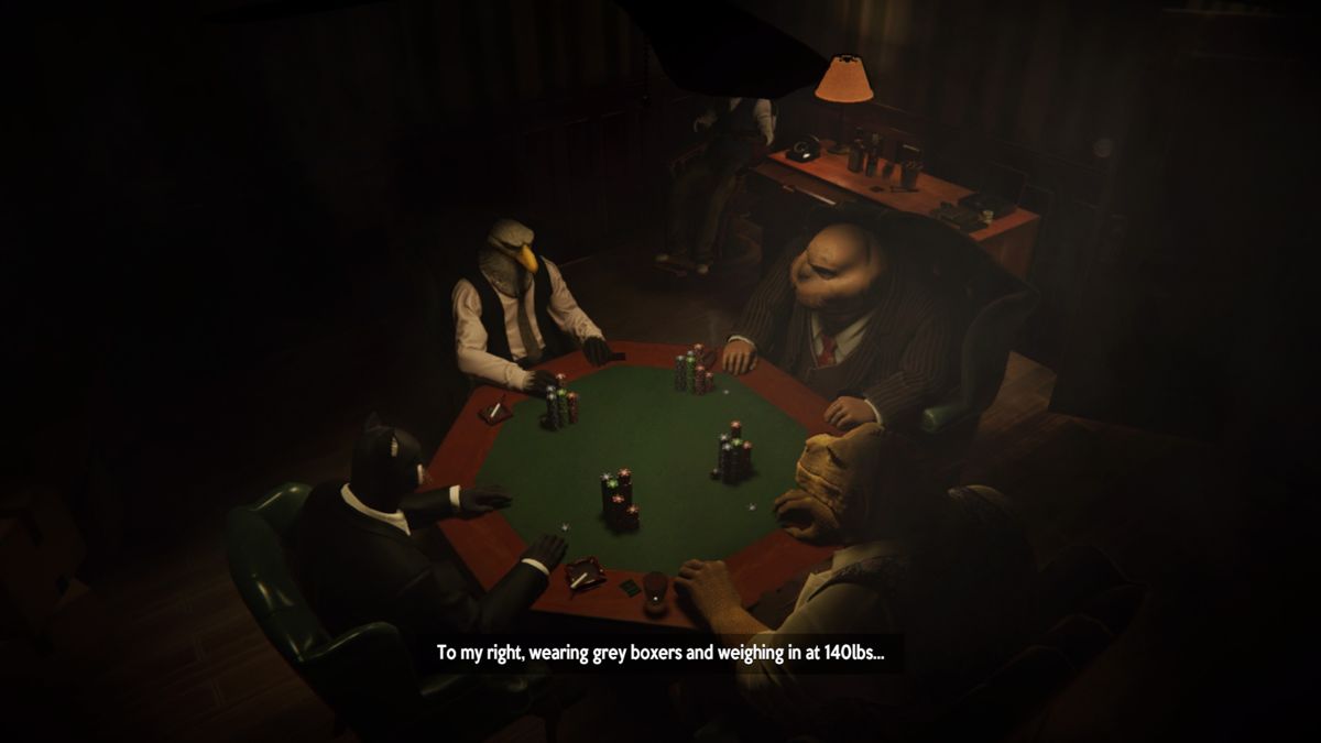 Blacksad: Under the Skin (PlayStation 4) screenshot: A high stake poker game