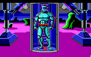 Space Quest III: The Pirates of Pestulon (DOS) screenshot: The Terminator Arnoid is hunting you!