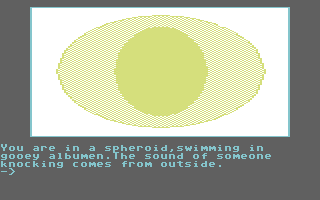 Book of the Dead (Commodore 64) screenshot: Starting your adventure in an egg