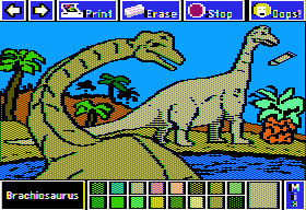 Electric Crayon Deluxe: Dinosaurs Are Forever (Apple II) screenshot: Brachiosaurus was possibly the largest animal that ever lived
