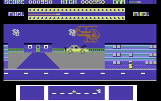 Bootleg Bandits (Commodore 64) screenshot: Jumping through the air