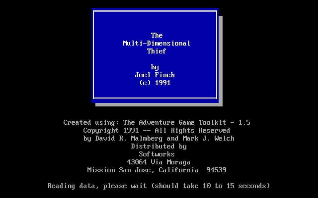 The Multi-dimensional Thief (DOS) screenshot: The game's title screen