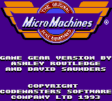 Micro Machines (Game Gear) screenshot: Title screen.