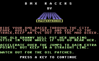 BMX Racers (Commodore 64) screenshot: Title Screen