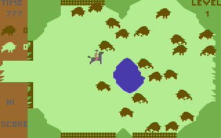 Buffalo Round Up (Commodore 64) screenshot: Some trying to escape