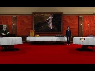 Jikū Tantei DD: Maboroshi no Lorelei (PlayStation) screenshot: Checking the restaurant.