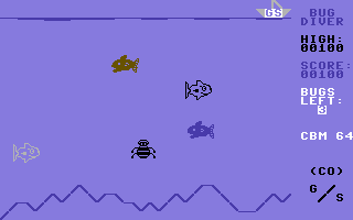 Bug Diver (Commodore 64) screenshot: Got an egg, back to the surface