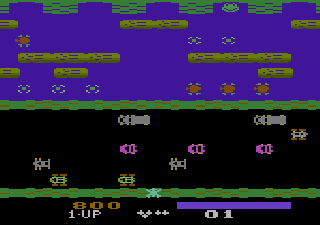 Frogger (Atari 2600) screenshot: Game in progress (Starpath Supercharger)