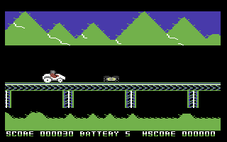 C5 Clive (Commodore 64) screenshot: Obstacle to jump over