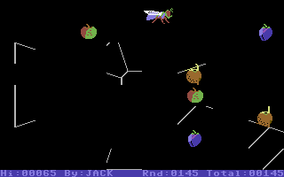 Buzz Off! (Commodore 64) screenshot: The web is starting to appear