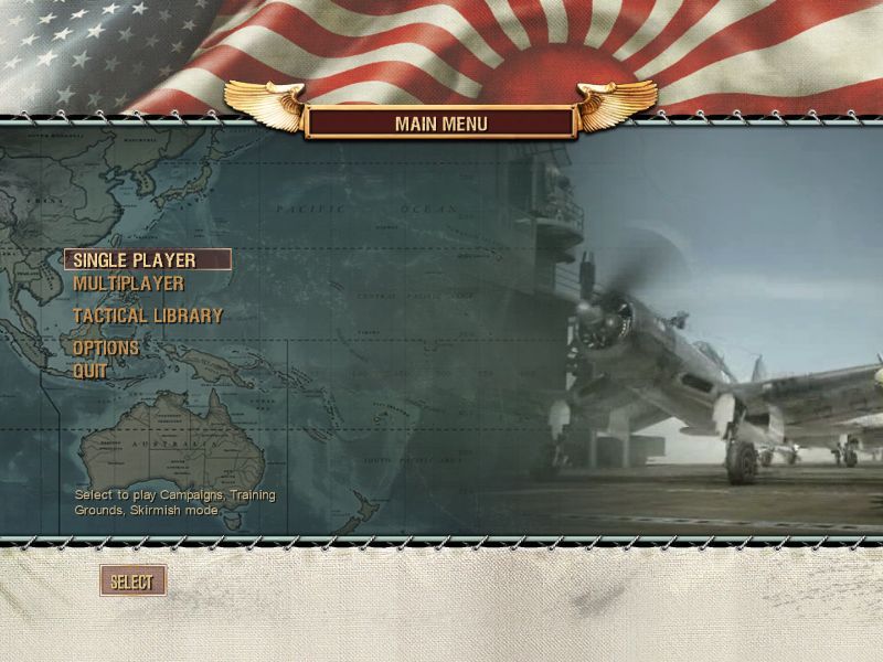 Battlestations: Pacific (Macintosh) screenshot: Main menu