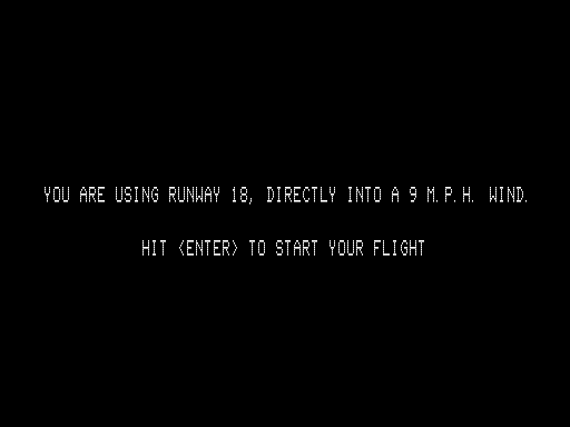 Night Flight (TRS-80) screenshot: Starting Runway
