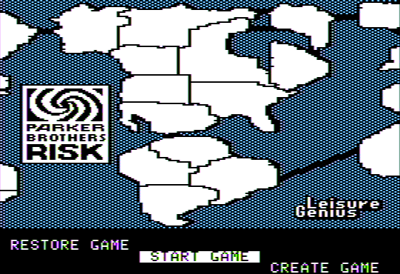 The Computer Edition of Risk: The World Conquest Game (Apple II) screenshot: Main Menu