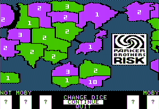 The Computer Edition of Risk: The World Conquest Game (Apple II) screenshot: Choosing how many Doce to Play