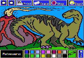 Electric Crayon Deluxe: Dinosaurs Are Forever (Apple II) screenshot: Plateosaurus probably walked on all four legs on occasion