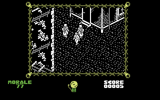 The Great Escape (Commodore 64) screenshot: Exploring the camp...