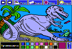 Electric Crayon Deluxe: Dinosaurs Are Forever (Apple II) screenshot: Tyrannosaurus had to be the most powerful animal that ever walked the earth