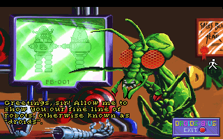 Space Quest I: Roger Wilco in the Sarien Encounter (DOS) screenshot: At Droids-B-Us: lots of familiar faces in here